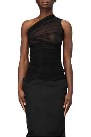 Rick Owens Top, Dame, Sort, M, Uld, Sort Asymmetrisk Lagdelt Top