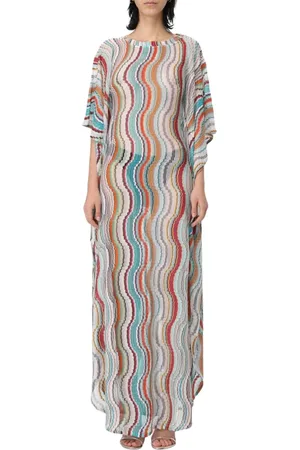 Missoni Kjole, Dame, Flerfarvet, M, Farverig Bølget Strik Maxi Kjole