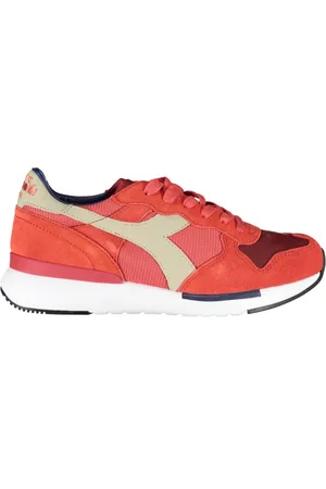 Diadora Sko, Dame, Rød, 36 EU, Røde sporty snøresko med kontrastdetaljer