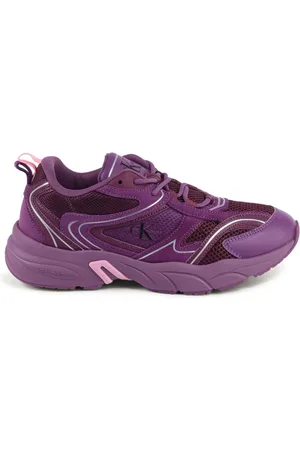 Calvin Klein Sko, Dame, Lilla, 39 EU, Læder, Lilla Læder Sneaker med Detaljeret Syning