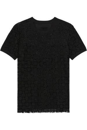 Givenchy Top, Dame, Sort, XS, Tyl, Glitter Geometrisk T-shirt