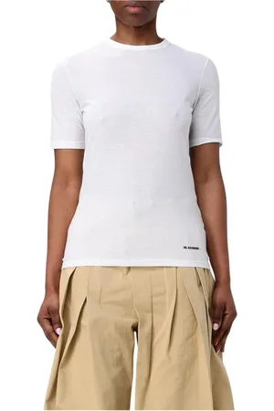 Jil Sander Top, Dame, Hvid, S, Hvid kortærmet t-shirt