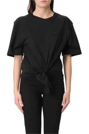 Pinko Top, Dame, Sort, M, Elegant Grafisk Print T-shirt