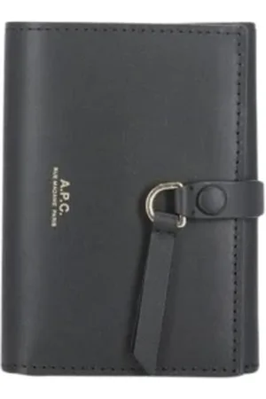 A.P.C. Tilbehør, Dame, Sort, ONE SIZE, Læder, Sort Læder Trifold Pung med Ring