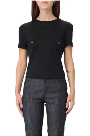 MUGLER Top, Dame, Sort, M, Bomuld, Kortærmet T-shirt med Piercing Detalje