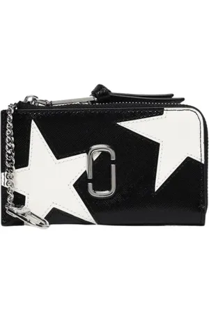 Marc Jacobs Tilbehør, Dame, Sort, ONE SIZE, Uld, Sort lynlås tegnebog håndledstaske