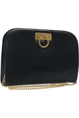 Salvatore Ferragamo Pre-owned, Dame, Blå, ONE SIZE, Uld, Pre-owned Laeder skuldertasker