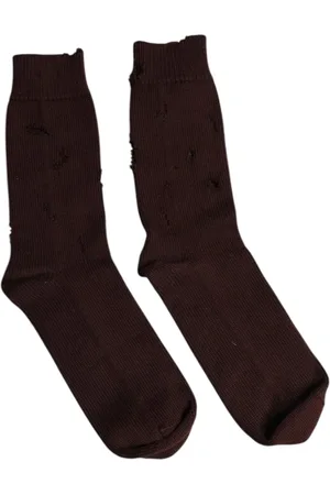 Dolce & Gabbana Undertøj, Herre, Brun, L, Bomuld, Luksus Logo Mid Calf Bomuldssokker