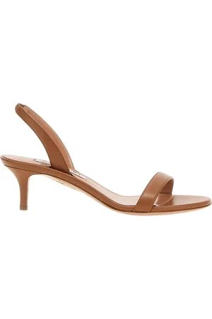 Aquazzura Sko, Dame, Brun, 37 1/2 EU, Læder, Minimalist Hæle Sandaler