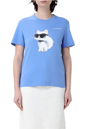 Karl Lagerfeld Top, Dame, Blå, S, Choupette Solbriller T-shirt Kortærmet