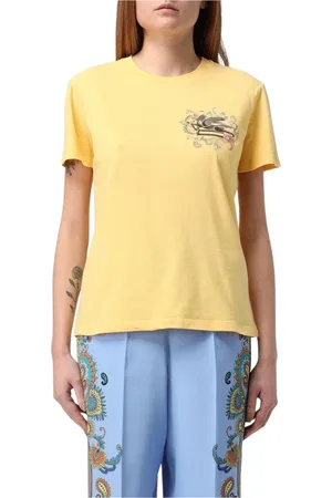Etro Top, Dame, Gul, XL, Bomuld, Paisley Print Tee