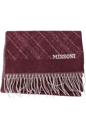 Missoni Tilbehør, unisex, Brun, ONE SIZE, Cashmere, Mønstret Cashmere Tørklæde med Logo Broderi