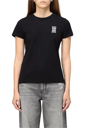 Pinko Top, Dame, Sort, XL, Grå Crew Neck Tee