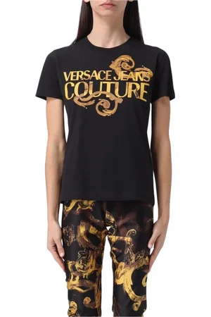 VERSACE Top, Dame, Sort, 2XS, Uld, Logo T-shirt til kvinder i hvid