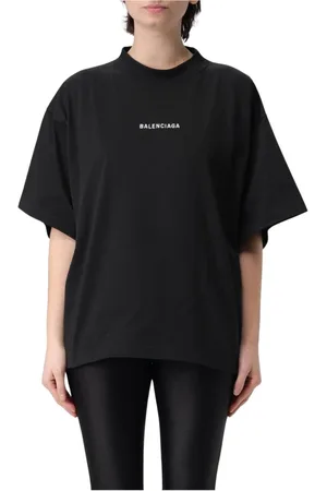 Balenciaga Top, Dame, Sort, L, Bomuld, Bomuld Jersey T-Shirt Sort Kvinde