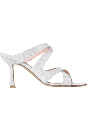 ANNA F. Sko, Dame, Grå, 36 EU, Uld, Sølv Glitter Hæle Sandaler