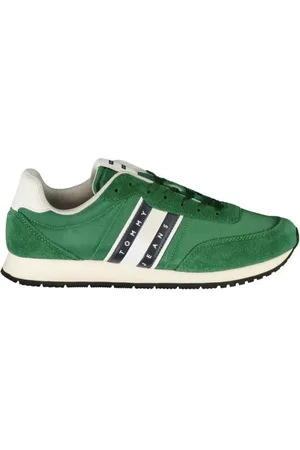 Tommy Hilfiger Sko, Herre, Grøn, 45 EU, Polyester, Grønne polyester sneakers til mænd