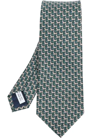 Salvatore Ferragamo Tilbehør, Herre, Grøn, ONE SIZE, Silkeslips