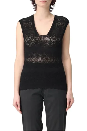 Twin-Set Top, Dame, Sort, 2XL, Hvid Blonde Ærmeløs Top