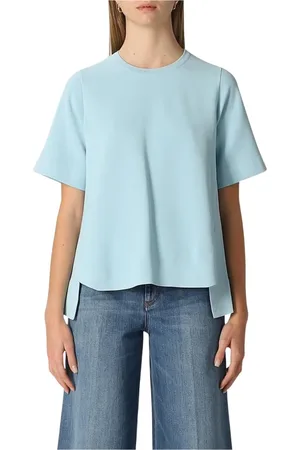 Stella McCartney Top, Dame, Blå, 2XS, Blå Asymmetrisk Hem Sweater