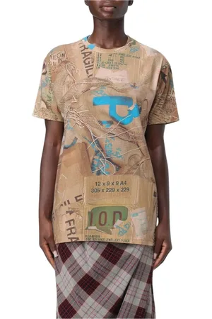 Vivienne Westwood Top, Dame, Brun, M, Bomuld, Brun Collage Print Tee