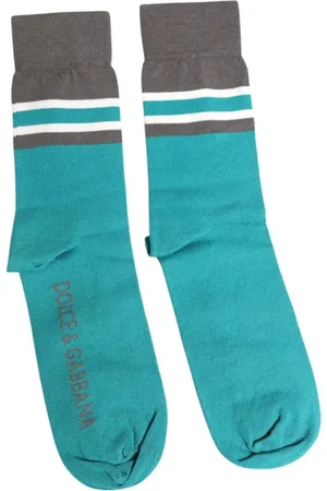 Dolce & Gabbana Undertøj, Herre, Grøn, L, Bomuld, Stræk Logo Mid Calf Sokker Grøn