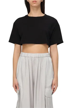 Armani Exchange Top, Dame, Sort, S, Bomuld, Sort Kortærmet Beskåret T-shirt