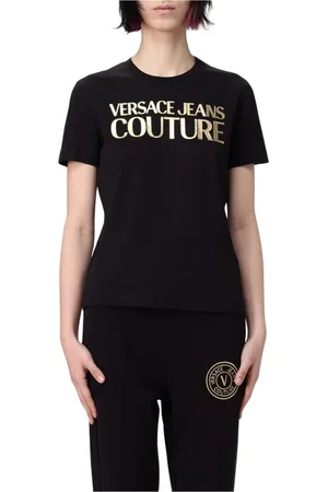 VERSACE Top, Dame, Sort, XS, Sort Logo Print T-Shirt Kvinder