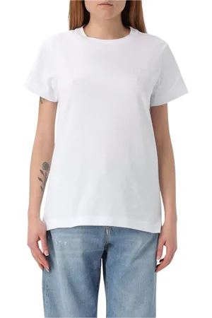Pinko Top, Dame, Hvid, L, Bomuld, Blå Crew Neck T-Shirt