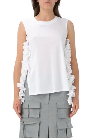 MEIMEIJ Top, Dame, Hvid, XS, Bomuld, Hvid Ruffle Detalje Top