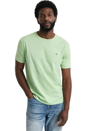 GANT Top, Herre, Grøn, M, Bomuld, T-shirt med regular pasform og Shield-logo