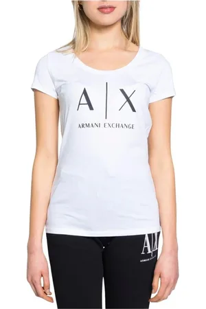 Armani Exchange Top, Dame, Hvid, XS, Bomuld, Hvid Bomuld T-Shirt, Korte Ærmer, Kvinde