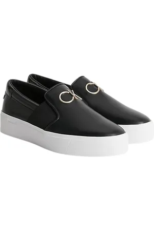 Calvin Klein Sko, Dame, Sort, 40 EU, Uld, Platform Slip-On Sneakers med Hardware