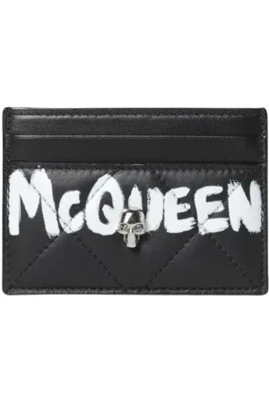 Alexander McQueen Tilbehør, Dame, Sort, ONE SIZE, Læder, Sort Quiltet Læderkortholder