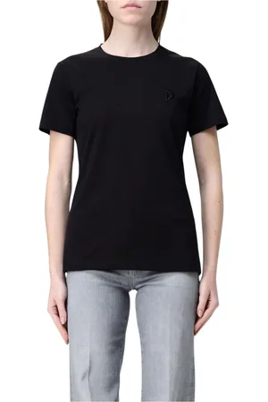 Dondup Top, Dame, Sort, XS, Bomuld, Blå Crew Neck T-Shirt