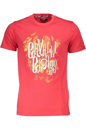 Roberto Cavalli Top, Herre, Rød, M, Trykt Logo T-shirt Kortærmet Rund Hals