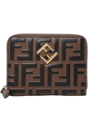 Fendi Tilbehør, Dame, Brun, ONE SIZE, Læder, Luksuriøs ZipAround Pung i Brun