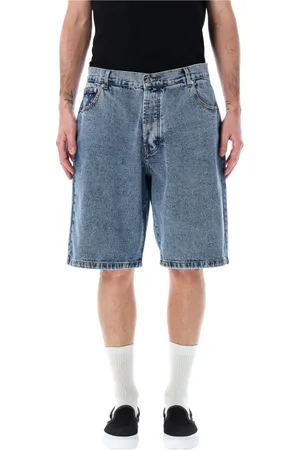 Pop Trading Company Shorts, Herre, Blå, S, Denim, Stonewashed Denim Shorts med Pop Logo