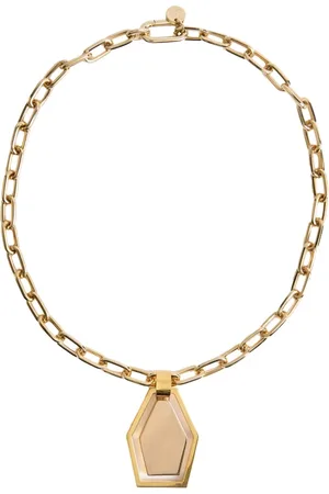 La DoubleJ Tilbehør, Dame, Gul, ONE SIZE, Elegant Metallic Halskæde med Ametyst Charme