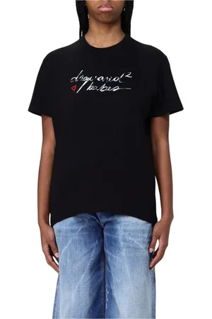 Dsquared2 Top, Dame, Sort, XS, Bomuld, Sort Grafisk Print Tee til Kvinder