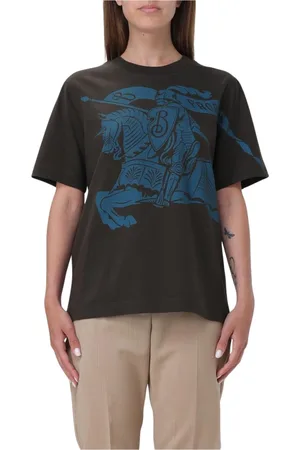 Burberry Top, Dame, Brun, XS, Uld, Blå Knight Grafisk Tee Stilfuld