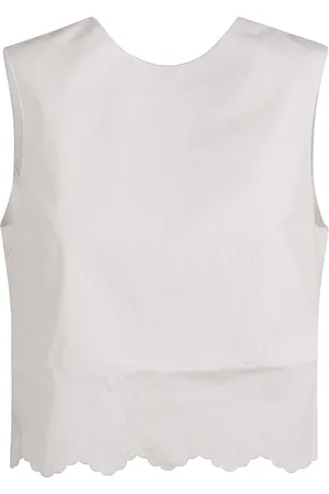 Patou Top, Dame, Hvid, S, Broderet Crop Top i Hvid