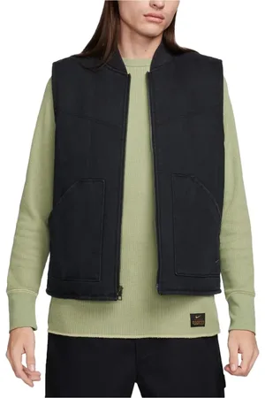 Nike Jakke, Herre, Sort, L, Uld, Sort Polstret Gilet Stilfuld Ærmeløs Jakke