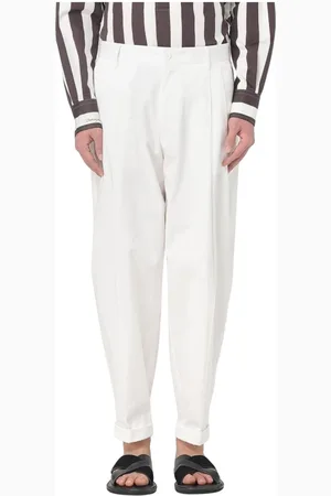 Dolce & Gabbana Bukser, Herre, Hvid, XL, Klassiske Sorte Plisserede Bukser