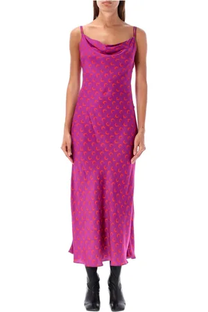 Marine Serre Kjole, Dame, Lilla, XS, Lilla Moon Flou Slip Kjole