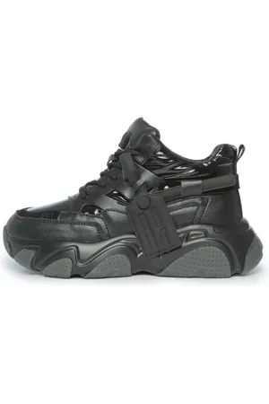 CESARE GASPARI Sko, Dame, Sort, 39 EU, Læder, Stealth Strap Chunky Sneakers