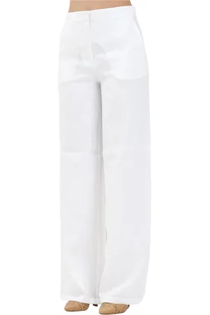 Max Mara Bukser, Dame, Hvid, S, Linned, Linned Bukser Med Lige Ben