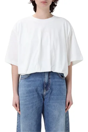 Pinko Top, Dame, Hvid, M, Uld, Broderet Logo Kortærmet T-shirt