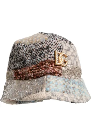 Dolce & Gabbana Tilbehør, Dame, Flerfarvet, 57 CM, Uld, Patchwork Logo Spandehat Stilfuldt Design