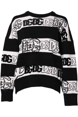 Dolce & Gabbana Strik, Dame, Flerfarvet, XS, Cashmere, Luksuriøs Logo Print Cashmere Sweater